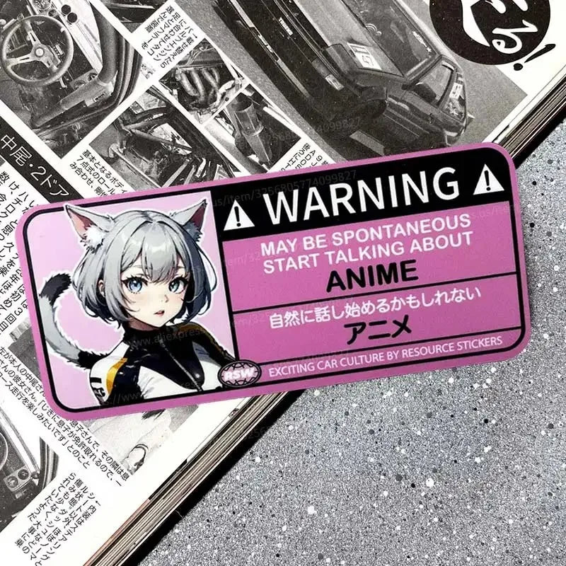 Cartoon Car Sticker Warning Airbag Check Warning Decal Anime Waterproof Car Accessories Stickers SH40 Mini Cooper Accessories