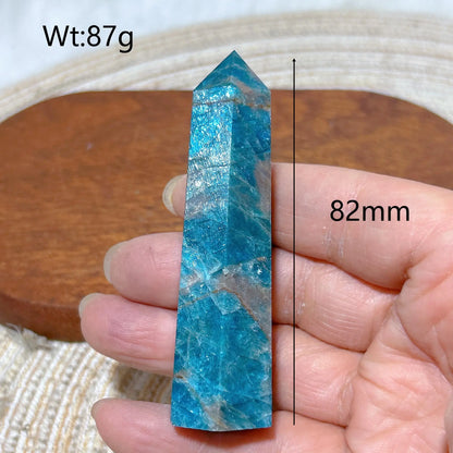 Natural Crystal Blue Flashy Apatite Tower Healing Gemstones High Quality Mineral Reiki Ornament Home Decorations Gift