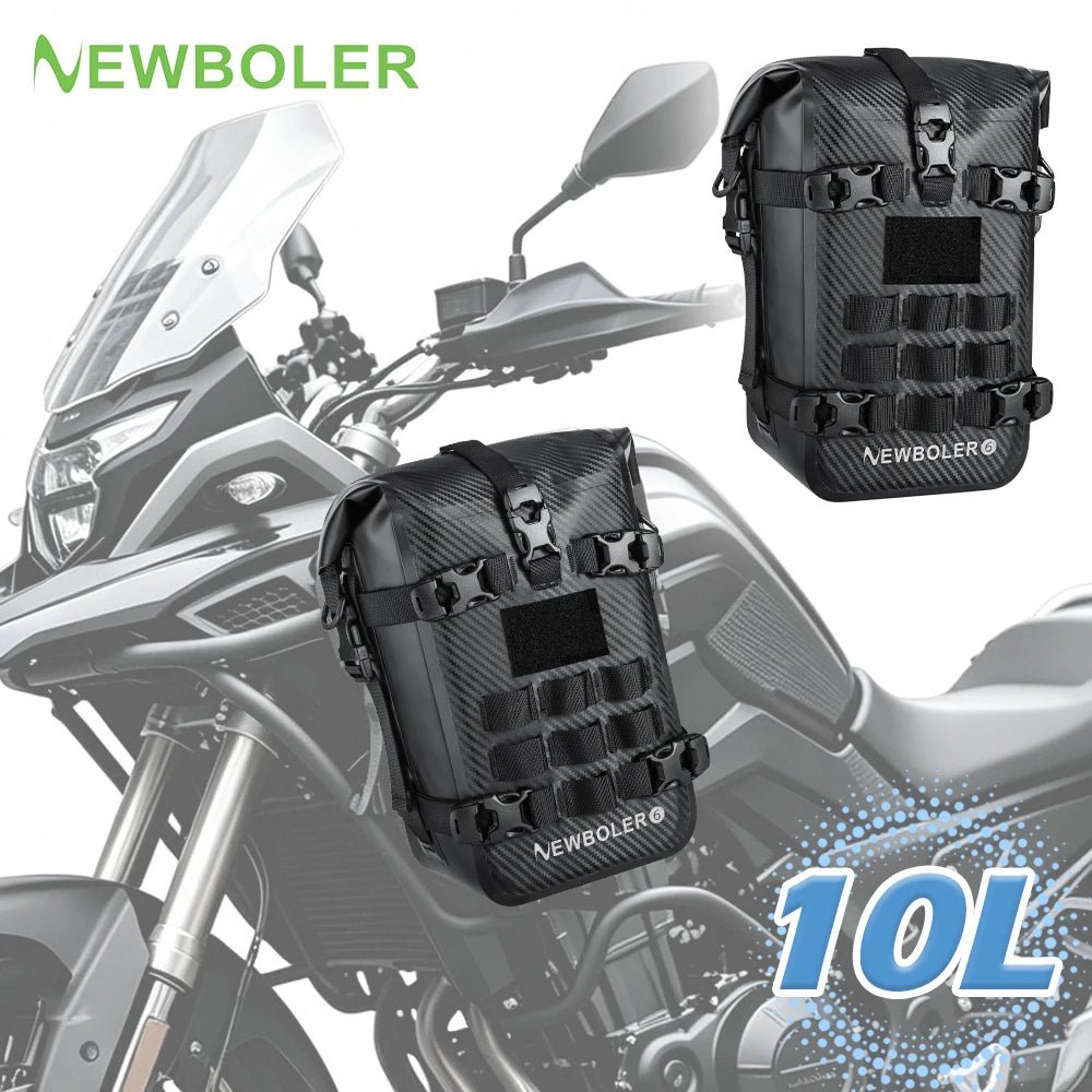 NEWBOLER 8/10L Motorcycle Bumper Bag Waterproof Frame Crash Bar Pack Outdoor Cycling Tool Placement Bag With Inner Support Board