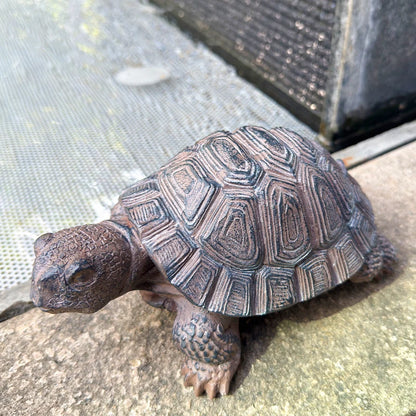 Lifelike Resin Fortune Tortoise Statue Stone Look Feng Shui Animal Sculpture for Outdoor Garden Pond Bonsai Entryway Desk Decor
