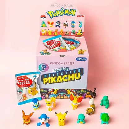 32Pcs Licensed Pokemon Pikachu Mystery Eraser Blind Bags Kawaii Collectible Erasers Student Stationery Kids Birthday Gift