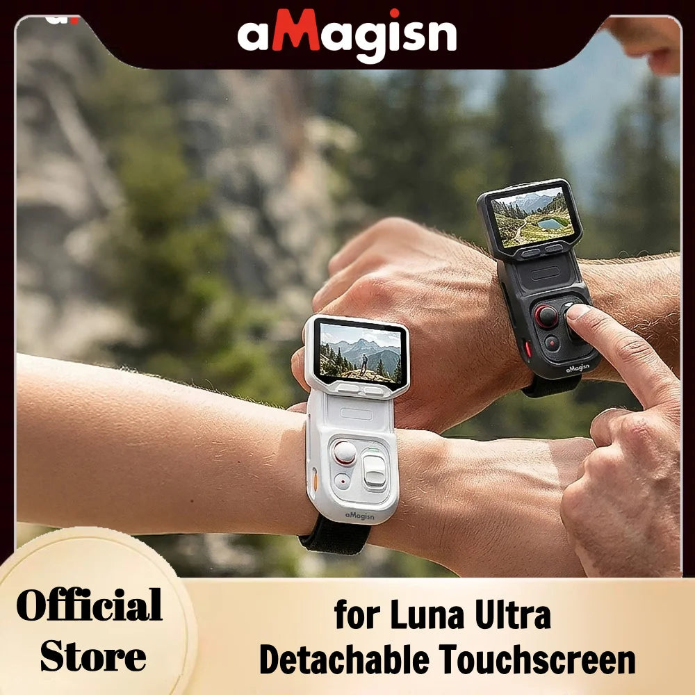 aMagisn Silicone Case with Wrist Strap for Insta360 Luna Ultra Detachable Touchscreen , Real-time Preview for Vlogging Travel