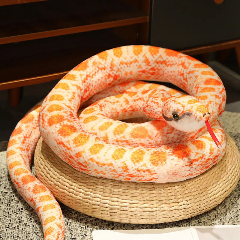 110-300cm Cute Snake Plush Toy Realistic Python Boa Cobra Soft Stuffed Animal Snake Halloween Decoration Boyfriend Birthday Gift
