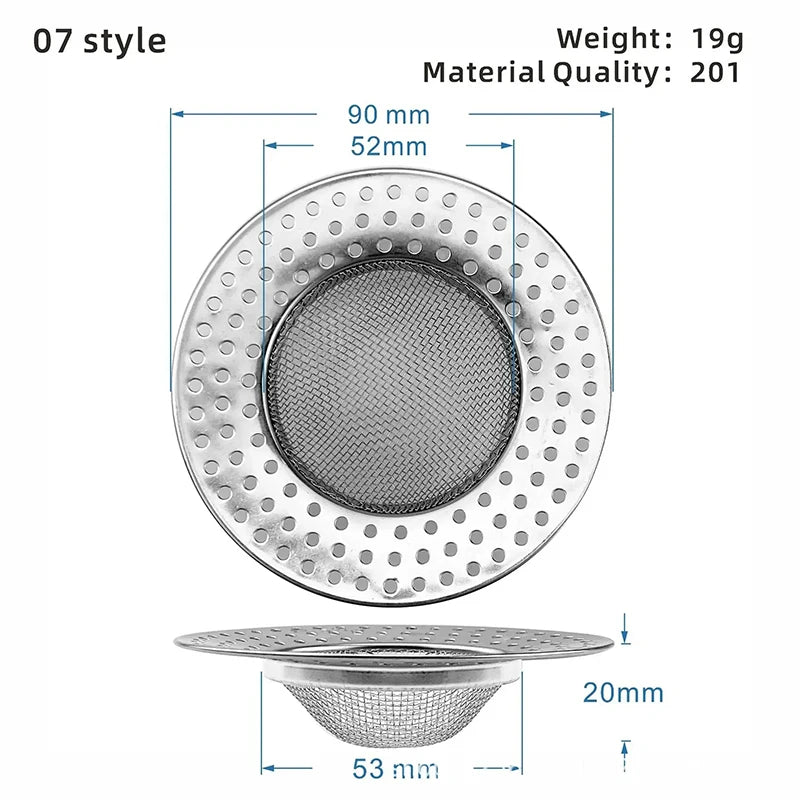 Kitchen Sink Filter Stainless Steel Mesh Sink Strainer Filter Sewer Mesh Strainers Bathroom Sink Strainer Drain Hole Filter Trap