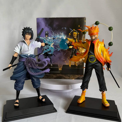 22cm Naruto Shippuden Anime Figure AK Uzumaki Naruto Uchiha Sasuke Action Model Pvc Statue Desktop Ornament Collection Toys Gift