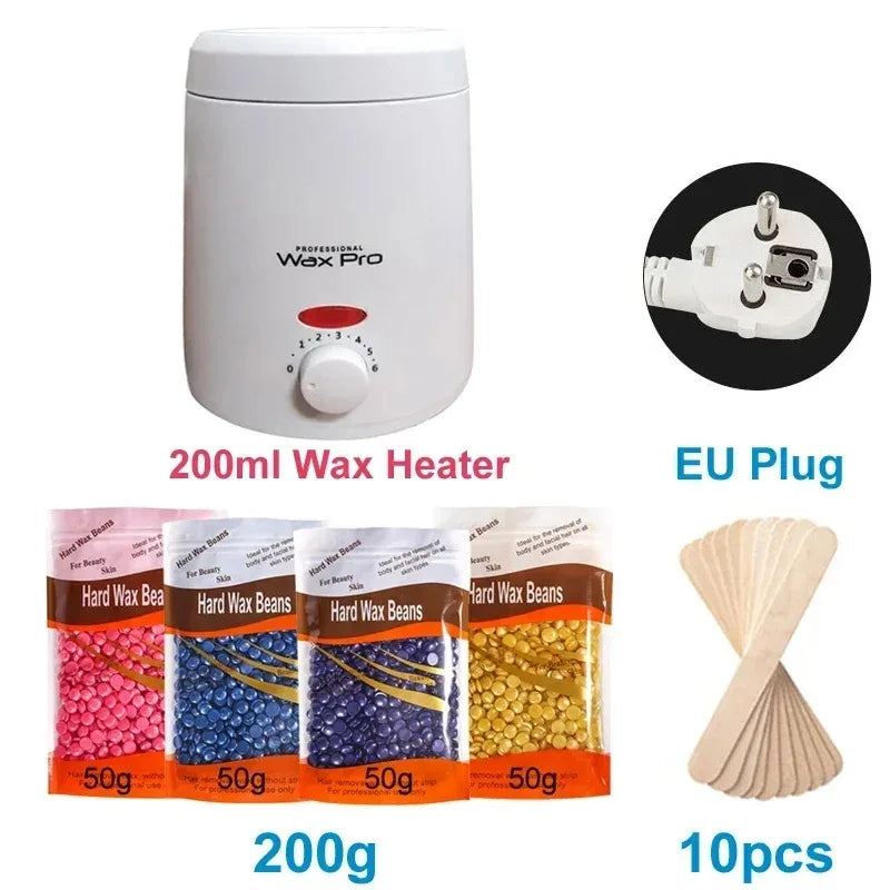 200ml Wax Melting Machine + 100g/200g /300g Wax Beans Set, Wax Heating, Wax Hair Removal And Wax Therapy Machine Wax Melting Pot