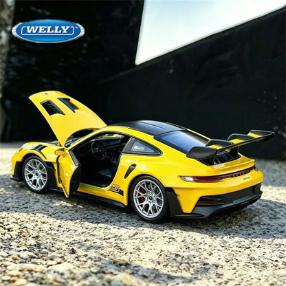 Welly 1:24 Porsche 911 GT3 RS Alloy Sports Car Model Diecast Metal Track Racing Vehicles Car Model High Simulation Kids Toy Gift