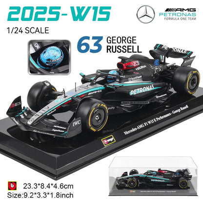 Bburago 1:24 2022~2025 F1 serie various style Mercedes-AMG W15 #44Hamilton #63George  Alloy Car Model Ferrari Red Bull McLaren