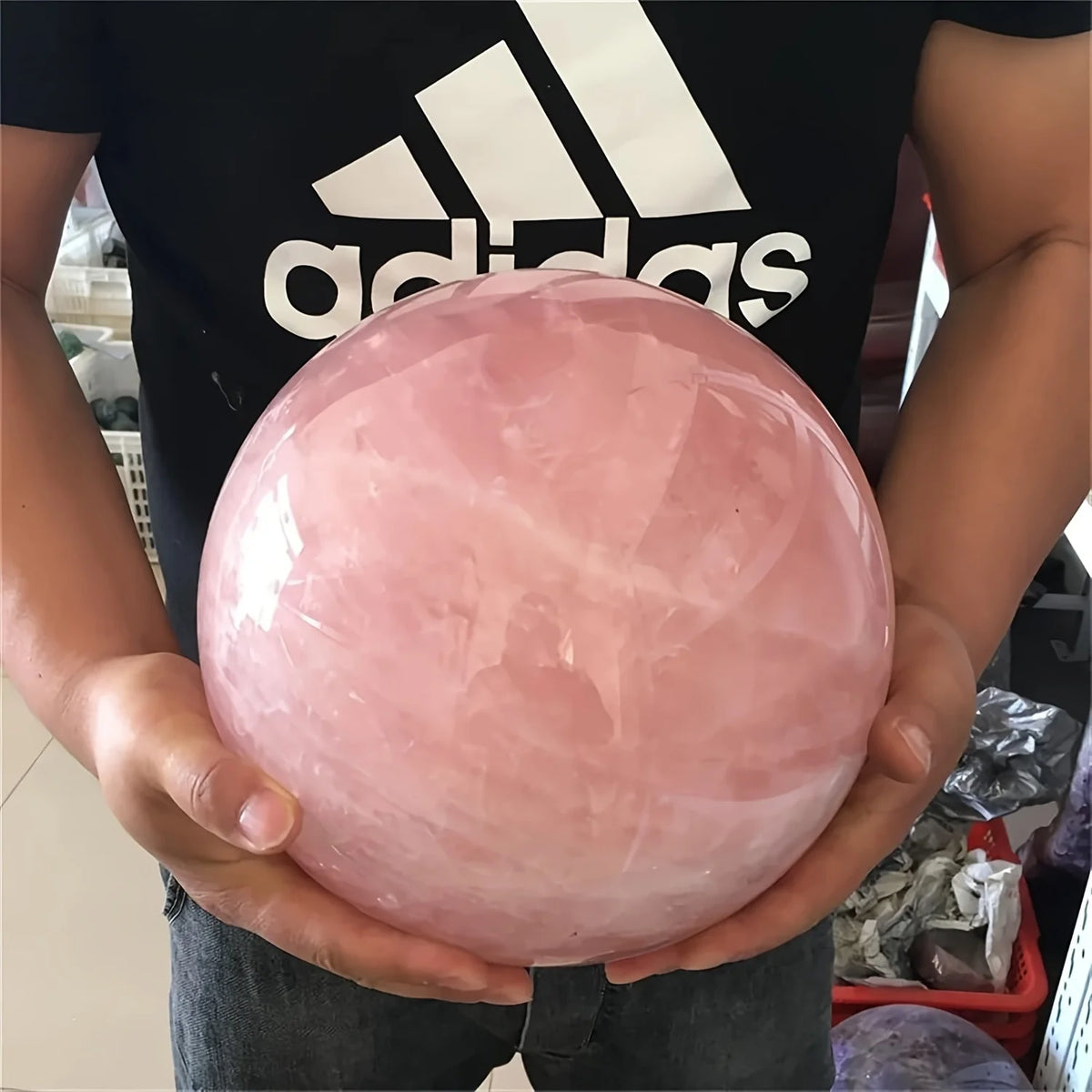 Rose quartz crystal ball, love crystal, used for home decoration, desktop ornaments, holiday gifts