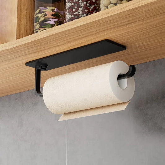 1 PCS Modern Kitchen Tissue and Towel Rack, Made Sturdy Metal, No Need for Drilling Installation, Saves Space, Suitable for Home