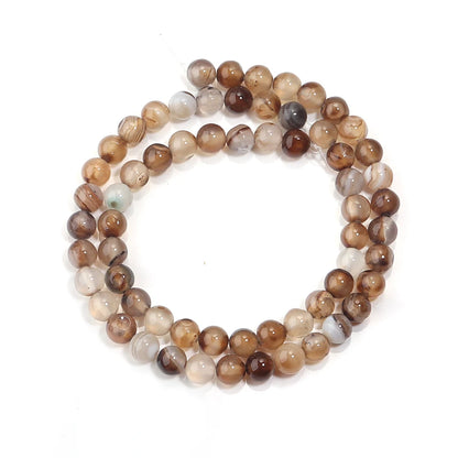 1 String 4/6/8/10/12mm Light Brown Striped Agate Beads Natural Stone Beads for Jewelry Making DIY Bracelet Necklace Supplies