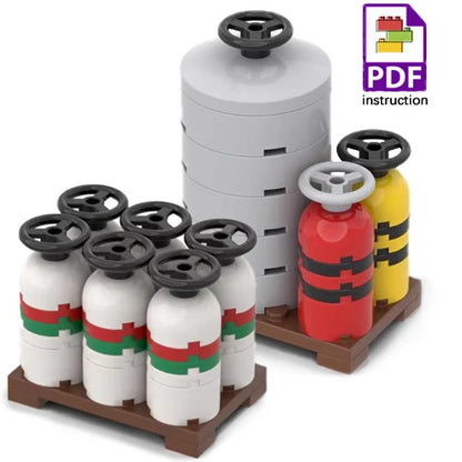 MOC Fuel Gas Tank Building Blocks Kit Wine Barrels Goods Container Forklift Bricks Toys Boys Gift