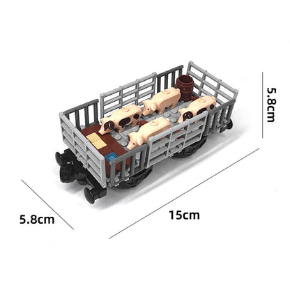 MOC Train Carriage Model, Rail Transport Vehicle, Coal Transport Vehicle, Rail Lift Pole Indicator Light, Train Accessories