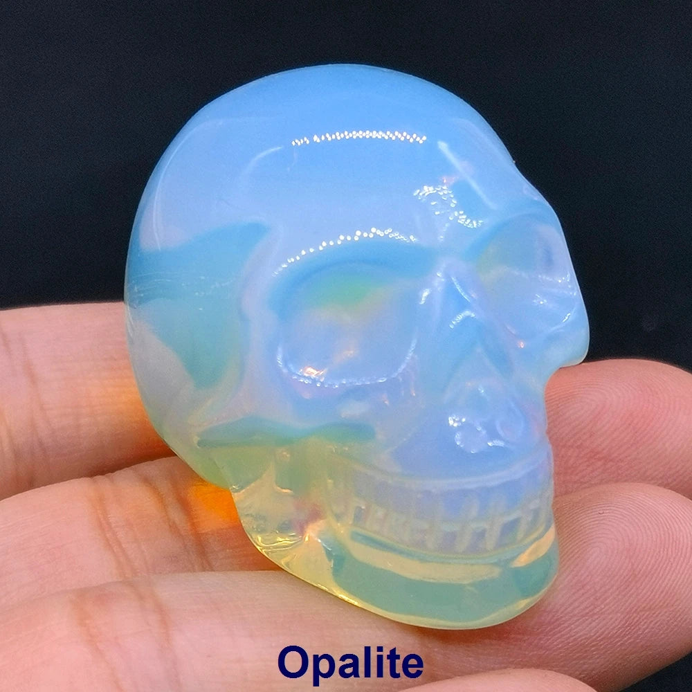 Wholesale 1.5" Natural Stones Crystal Skull Statue Amethyst Quartz Tiger Eye Carved Ore Mineral Crystals Figurine Home Decor