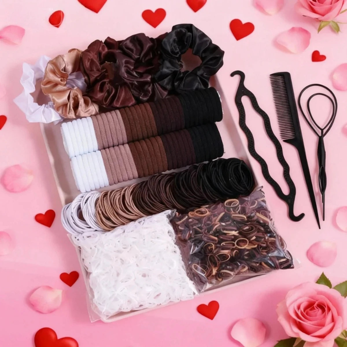 1109 Pieces of Fashionable and Simple Hair Tie Set, Fresh and Simple Hair Accessories for Women, Suitable for Campus Wear, Everyday Versatile, Gift for Friends