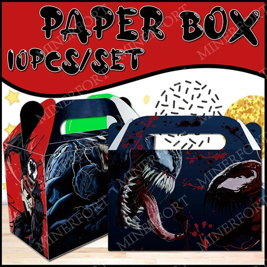 Venom Party Favors Boxes for Kids Birthday Decor Supplies Marvel Gift Box Baby Shower Candy Box Paper Small Cake Box