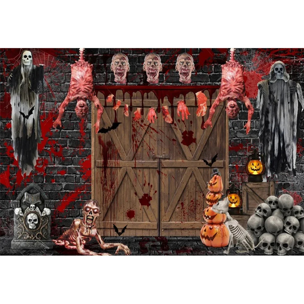 Horror Halloween Scary Blood Splatter Backdrop Red Blood Dripping Ghost Shadow Zombie Vampire Photography Background Studio