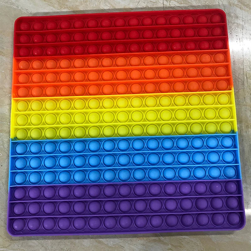 Jumbo Rainbow Silicone Push Bubble 30CM Sensory Fidget Toys for Kids Birthday Educational Gifts Relieve Stress and Anxiety
