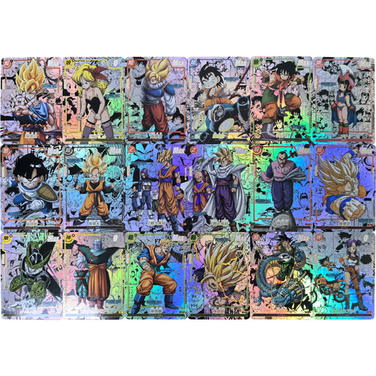 Diy 18Pcs/set Dragon Ball TCG Comics Super Saiyan Goku Gohan Frieza Majin Buu Relief Flash Cards Anime Collection Cards Toys