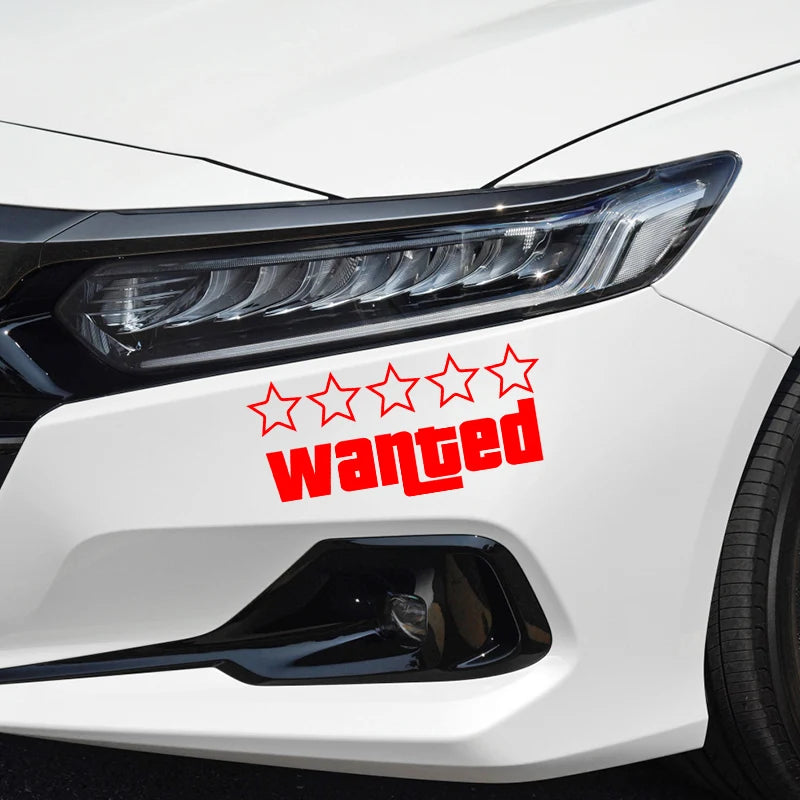Wanted Pentagram Car Stickers for Rear Windshield Window Glass Auto Bumper Body Cover Scratches Waterproof Auto Accessories