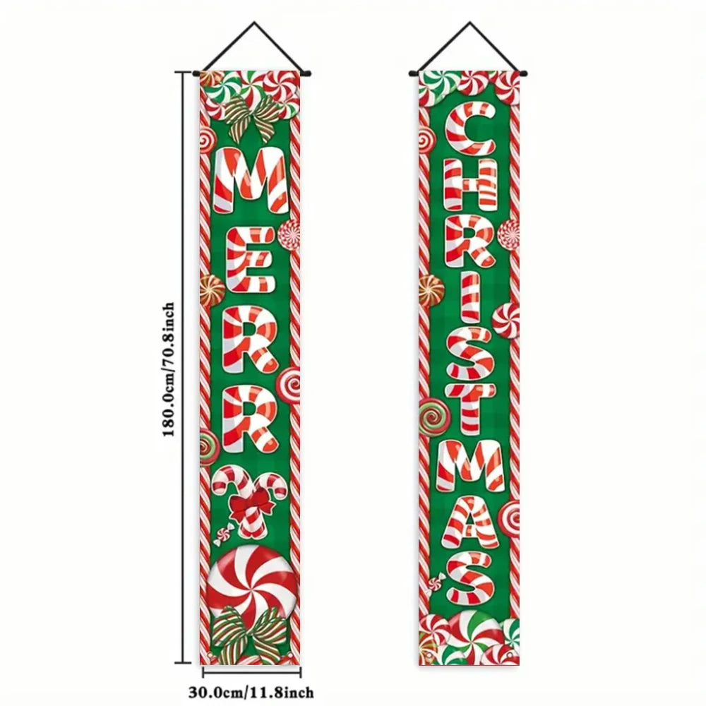 Christmas New Year Decorations Couplet Santa Snowman Door Banner For Home 2025 Xmas Hanging Ornaments Navidad Gift New Year 2026