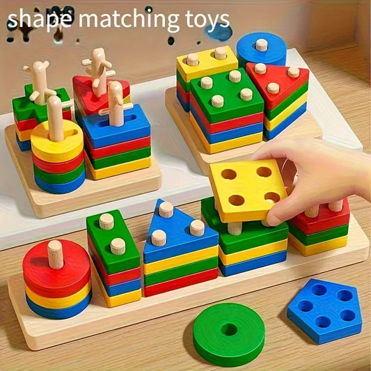 Montessori Wooden Games Baby Toys Puzzle Geometry Educational Games Kids Development Early Learning Toys For Children 1 Year 2