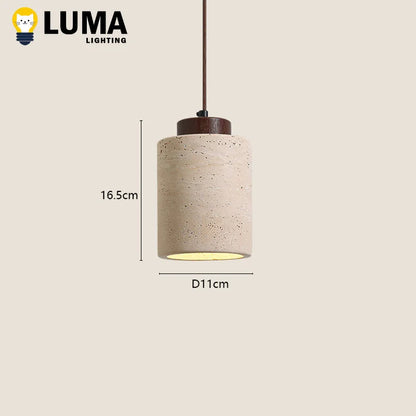 Japanese Wabi-Sabi Stone Pendant Light, LED Yellow Travertine Hanging Lamp for Bedroom Bedside Kitchen Island Dining Room Decor