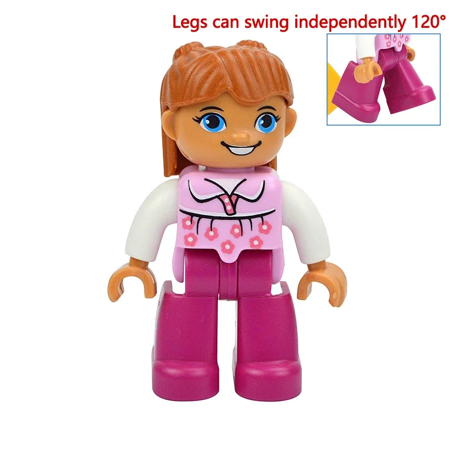 Figures Dolls Big Size Building Blocks Family Action Workers Doctor Police Farmer Compatible Large Bricks Duploes Kid Toys