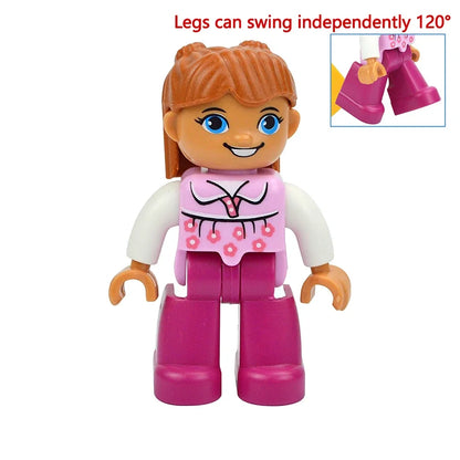 Figures Dolls Big Size Building Blocks Family Action Workers Doctor Police Farmer Compatible Large Bricks Duploes Kid Toys