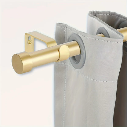 1-Diameter Adjustable Gold Metal Curtain Rod, Extending from 18 to 120 Inches. Sturdy with Modern End Cap Finials. Easy Install