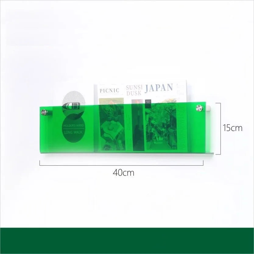 12 Color Acrylic Brochure Holder Wall Mount Magazine Rack Pamphlet Stand Floating Bookshelves Hang Display Literature Organizer