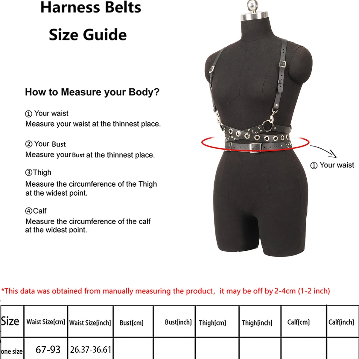 Women Black Punk Gothic PU Leather Adjustable Chest Harness Strap Decor Accessory For Halloween Rave Festival Street Outfit