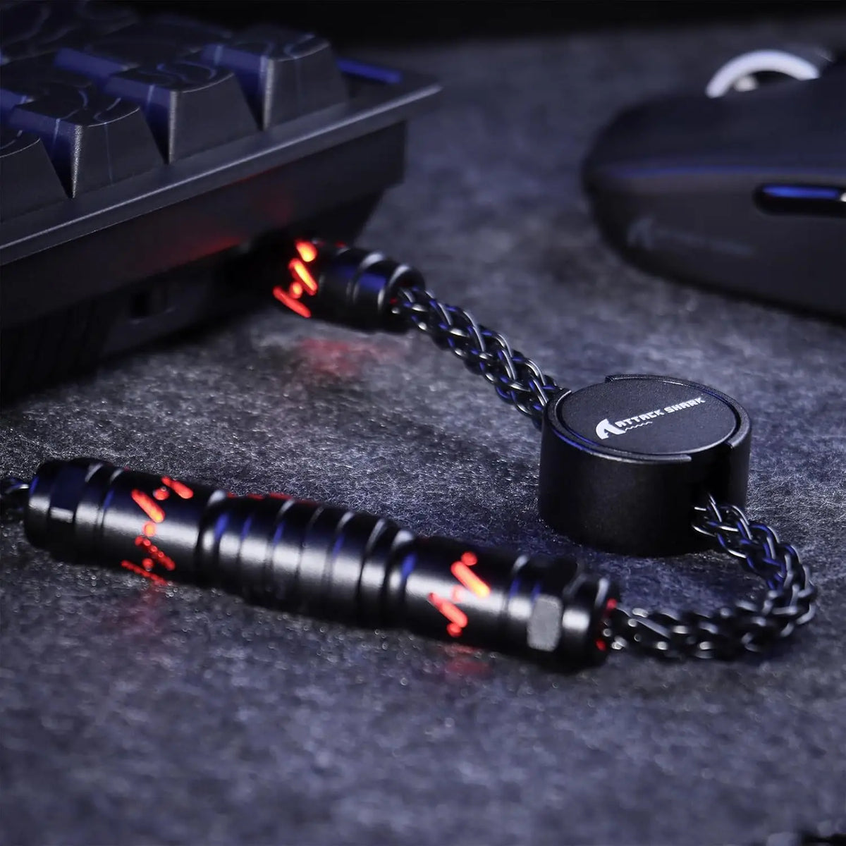 ATTACK SHARK C07 Custom USB C Keyboard Cable with RGB Lighting for 8KHz Magnetic Keyboard, 5-Pin CNC Aviation Connector
