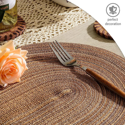 1/4/6/10PCS Oval Table Mats Braided Placemats for Dining Tables Natural Woven Oversized Place Mats Set 테이블매트 салфетки на стол
