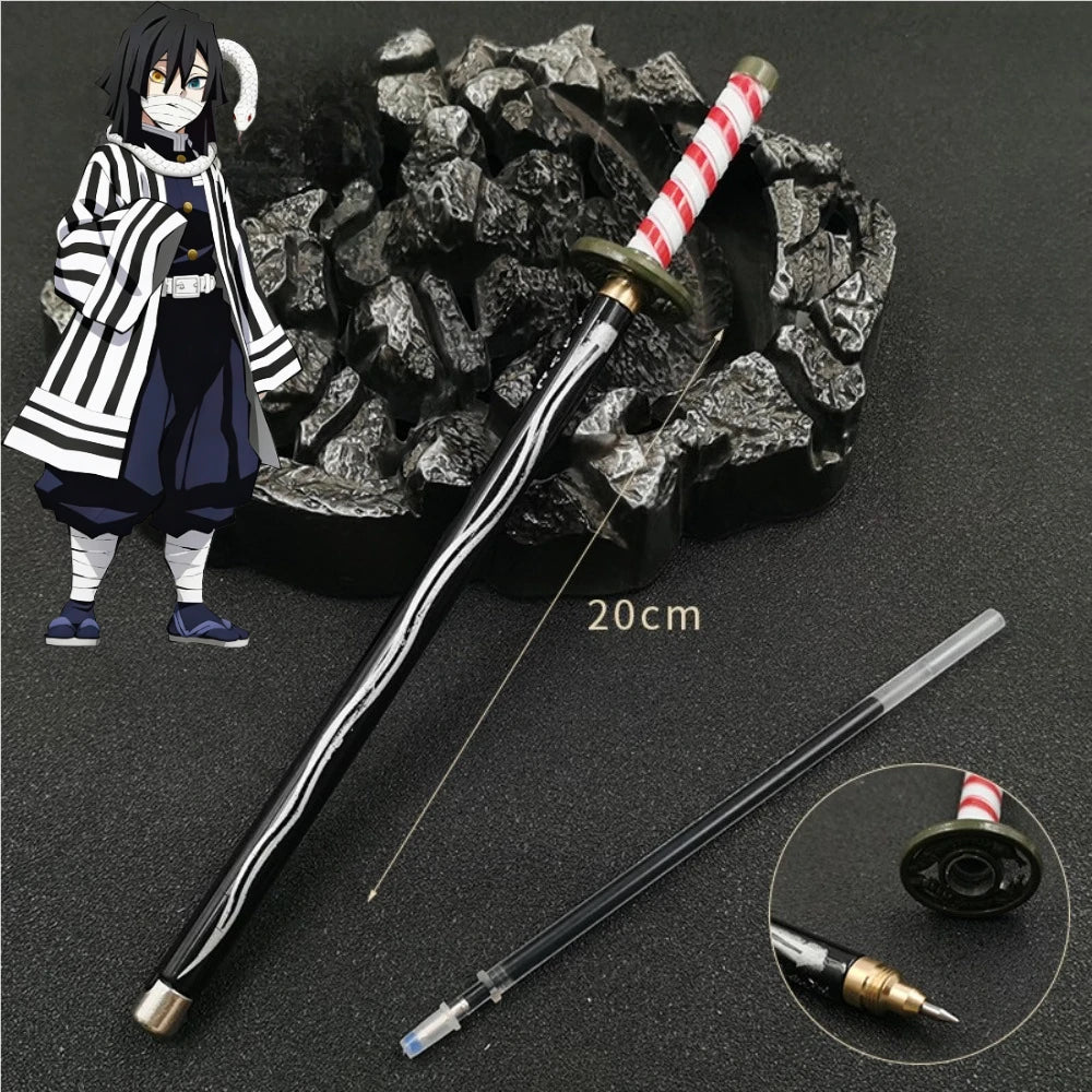 Anime Demon Slayer Nichirin Sword Katana Pen Kimetsu No Yaiba Giyu Refillable Gel Pen for Anime Fans Collection School Supplies