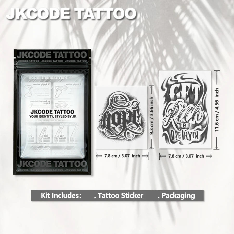 2-Piece Semi-Permanent Tattoo Set |   Trendy and Cool Hope Tattoo Stickers, Graffiti Pattern Tattoos, Hand Tattoos |   Men's Waterproof Tattoo, Realistic Fake Tattoo, Non-Reflective, Lasts 7-14 Days, Magical Tattoo, Lasts 1-2