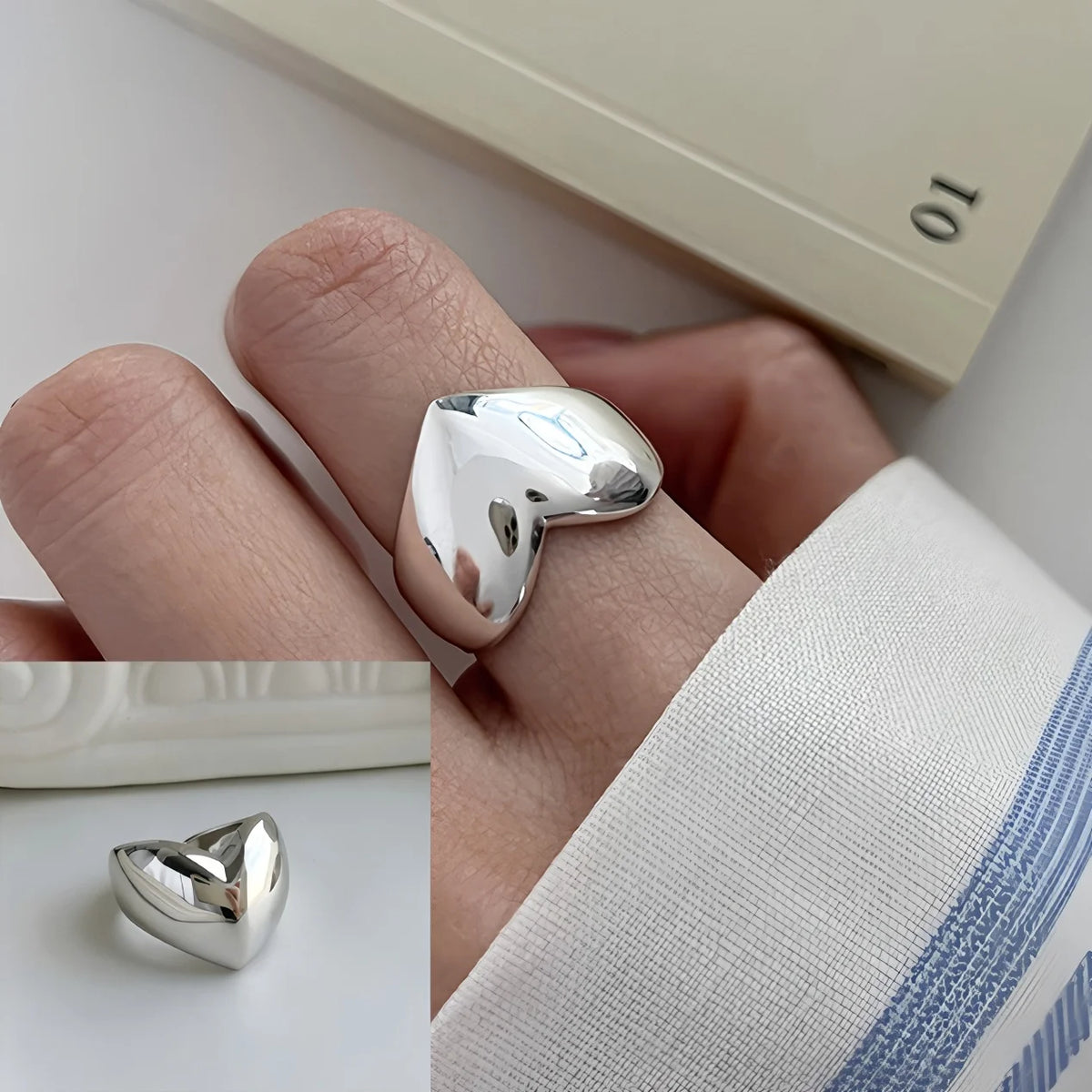 PANJBJ 925 Sterling Silver Geometry Crystal Ring For Women Ellipse Exaggerated Punk Water Drop Open Jewelry Gift Dropshipping