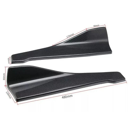 35/48cm Universal Fit Car Spoiler Lateral Bumper Rear Side Skirt Lip Rocker Wings Carbon Fiber Glossy Black Protection Trims