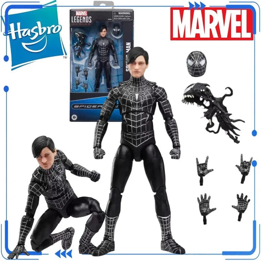 Genuine Hasbro Marvel Legends Spider-Man 3 Black Suit Tobey Maguire Symbiote Spider-Man Articulated Action Figure Toy in Stock
