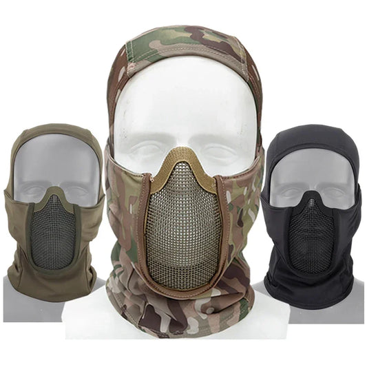 Tactical Full Face Steel Mesh Mask Hunting Airsoft Paintball Mask Headgear CS Game Motorcycle Shooting Cycling Protective Masks