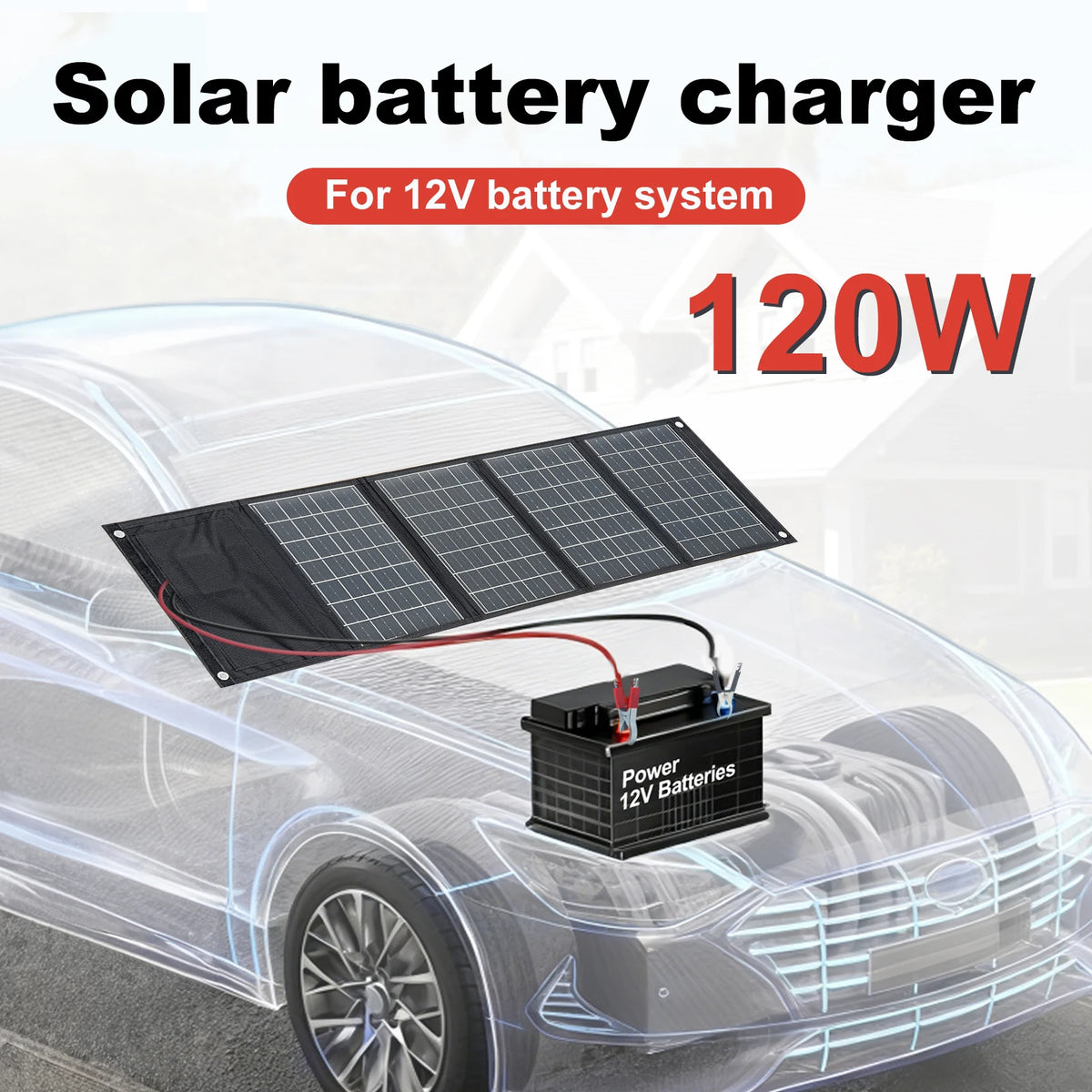 Leaorld 120W Solar Panel 12V Battery Charger, Foldable QC3.0 PD3.0 Solar Phone Fast Charger, Clips, Power Station, RVs, Camping