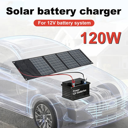 Leaorld 120W Solar Panel 12V Battery Charger, Foldable QC3.0 PD3.0 Solar Phone Fast Charger, Clips, Power Station, RVs, Camping