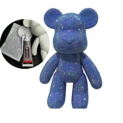 DIY Self-Adhesive Crystal Bear Figure Rhinestone Diamond Glitter Applique Bear Figurine Doll Toy Decoration Desk Accessories