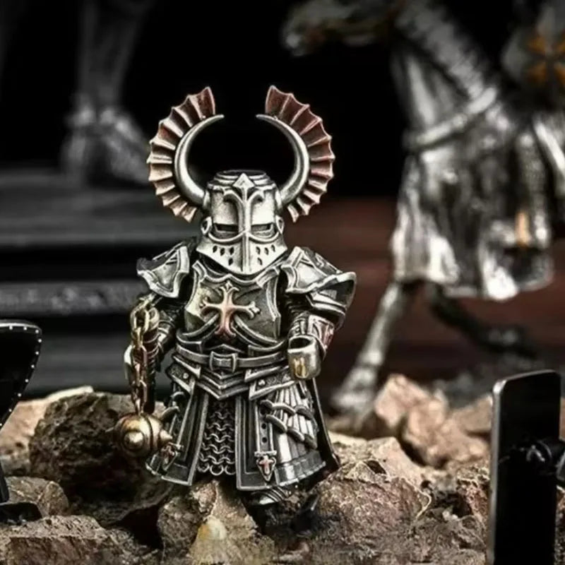Black Knight Paladin Adjudicator Crusaders Magnetic Detachable Metal Figurine Desktop Decoration Copper Handle Figurine Cultural