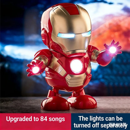 Marvel Iron Man LED Light Action Figure - Singing Dance Spiderman Robot Model Avengers Super Hero Doll for Kids Christmas Gift