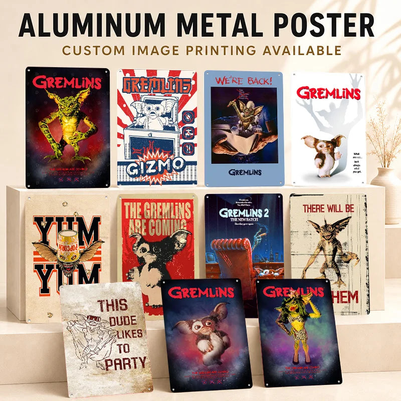 Gremlins Aluminum Posters Customized Metal Tin Sign Vintage Premium Dramatic Screen Scene Wall Art For Film Fans And Theaters