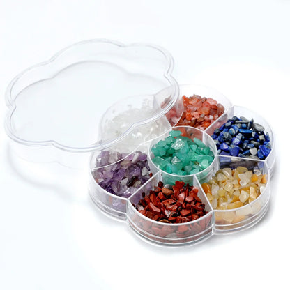 1box/set 7 Chakra Stones Natural Crystals Gemstones with Engraved Chakra Symbol Tumbled Polished Chakra Stone Meditation Crystal