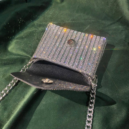 JIOMAY New Rhinestone Bag for Women Shiny Mini Silver Clutch Bag Girls Chain Crossbody Bag Wholesals Items For Small Business