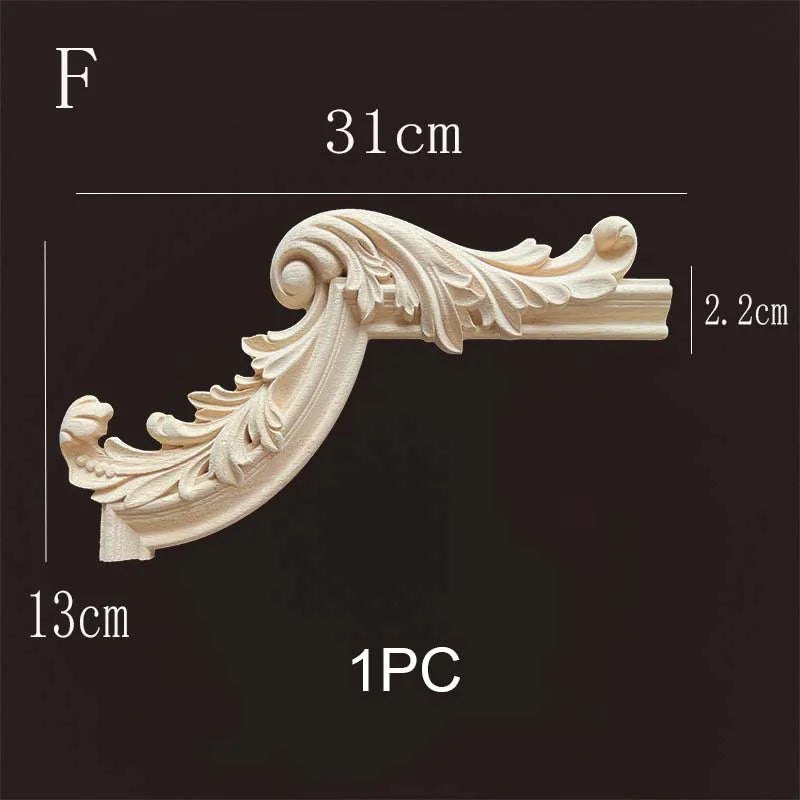 Natural Wood Corner Onlay Moldling European Style Home Decor Background Wall Applique Carved Figurine Living Room Decoration