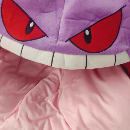 Cute Gengar Style Headgear Doll Sleep Pillow Integrated Dual Purpose Small Quilt Portable Sleeping Blanket Decor For Hobby Enthu